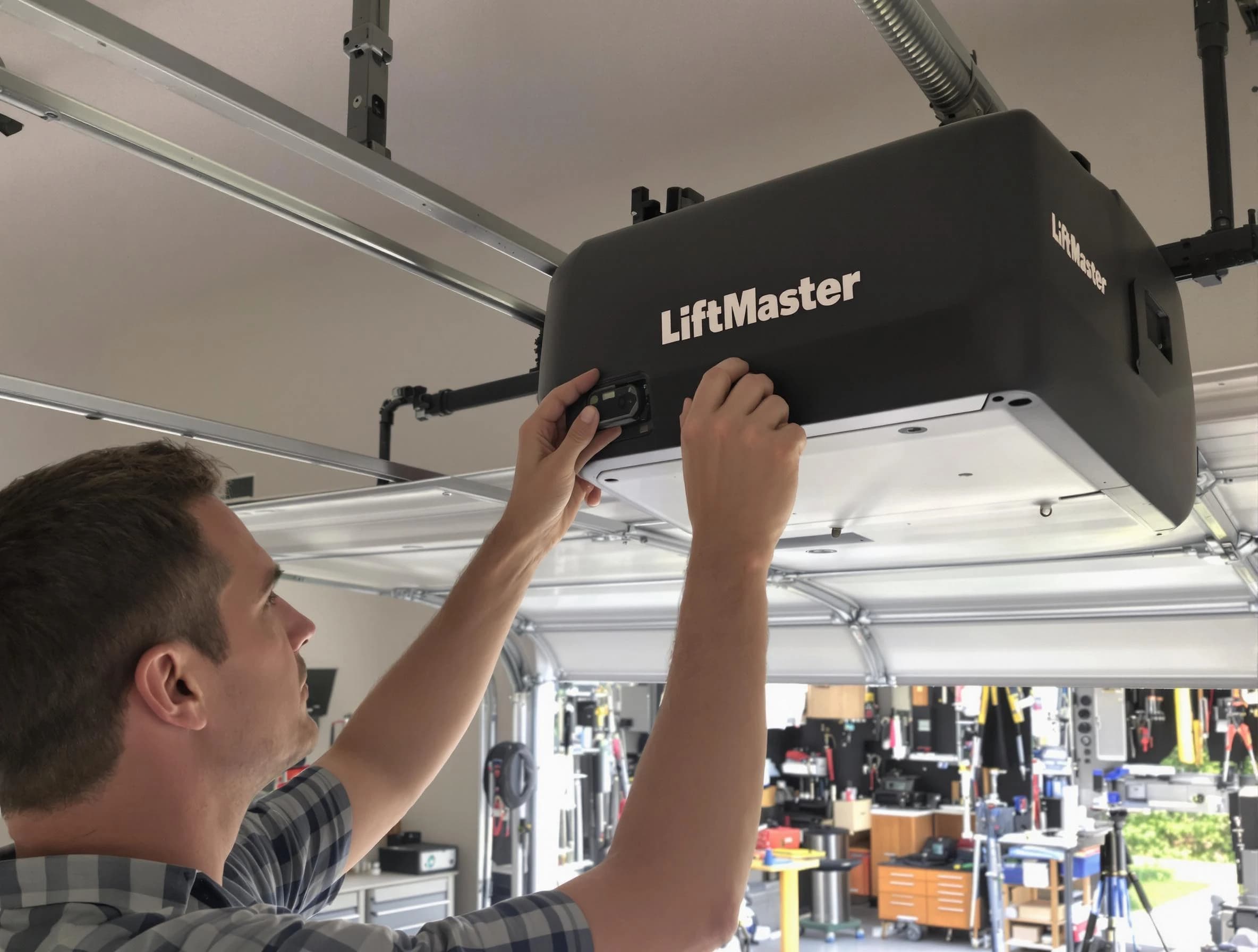 Winchester Garage Door Repair technician repairing garage door opener in Winchester