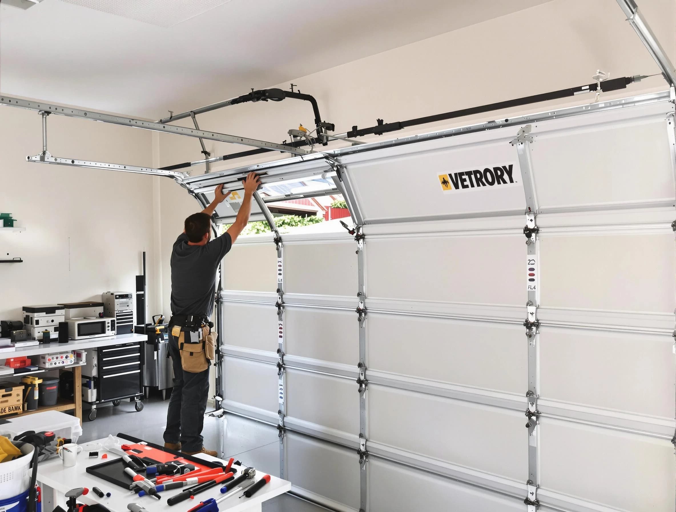 Winchester Garage Door Repair technician performing section replacement in Winchester