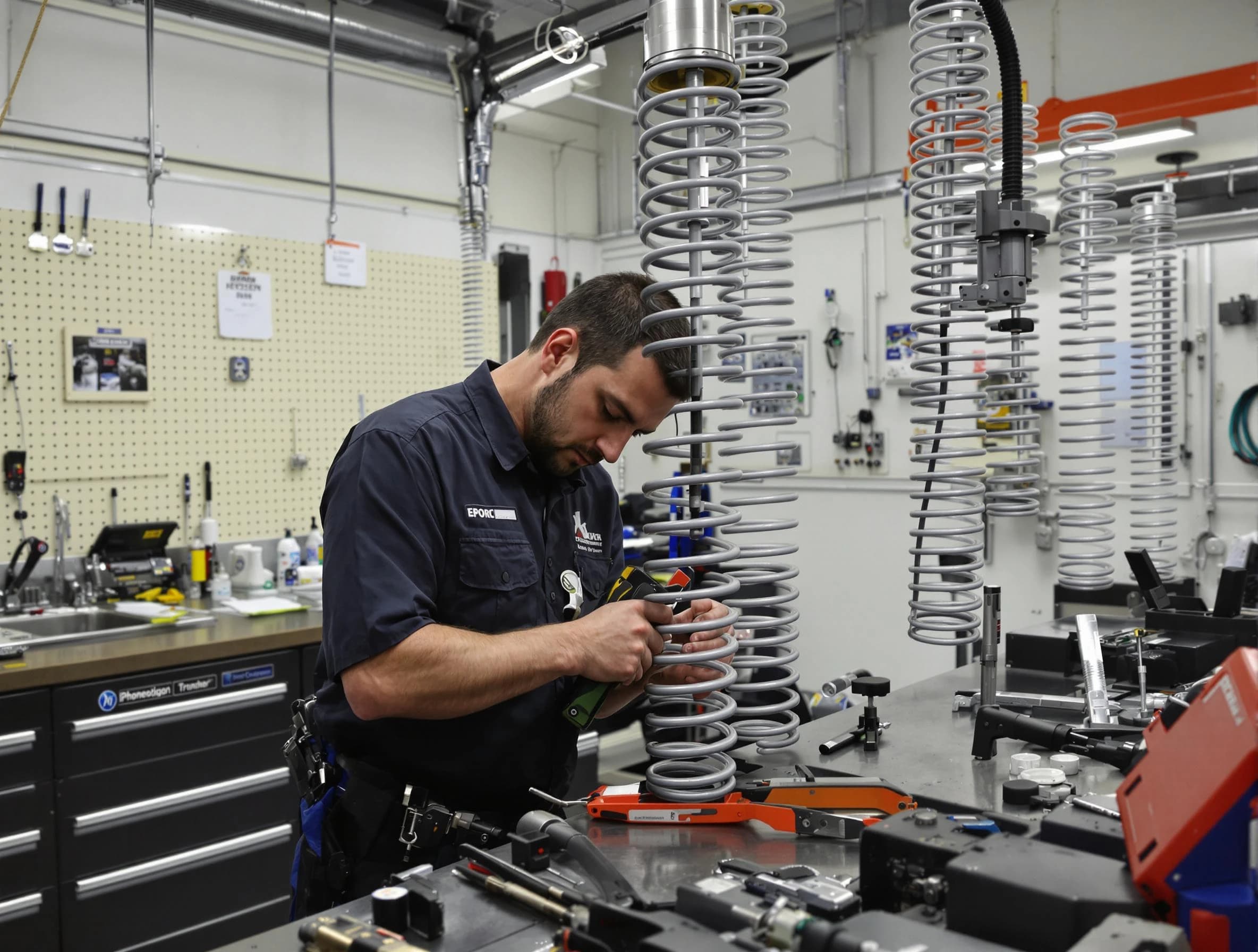 Winchester Garage Door Repair technician performing spring repair in Winchester