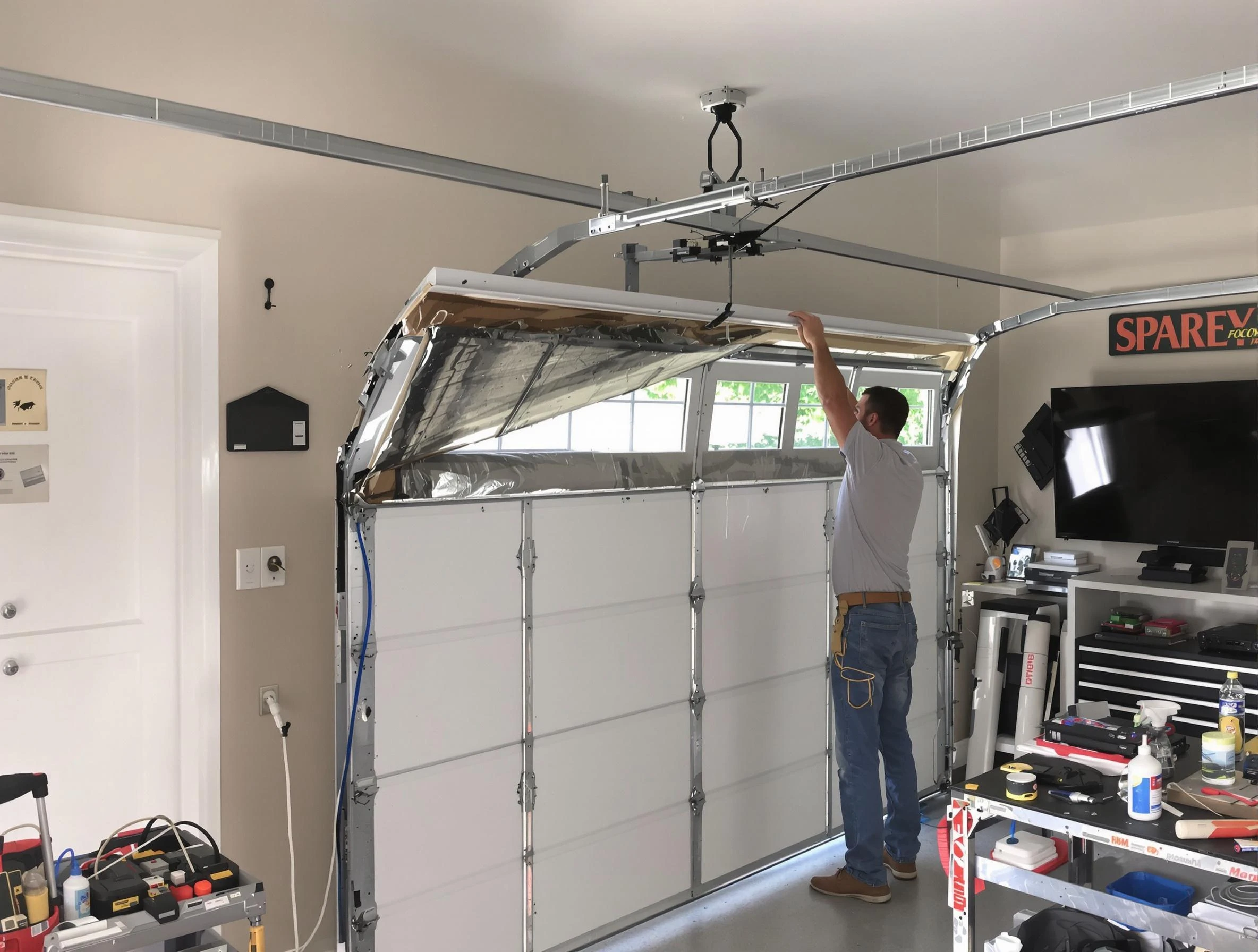 Garage door section replacement by Winchester Garage Door Repair in Winchester