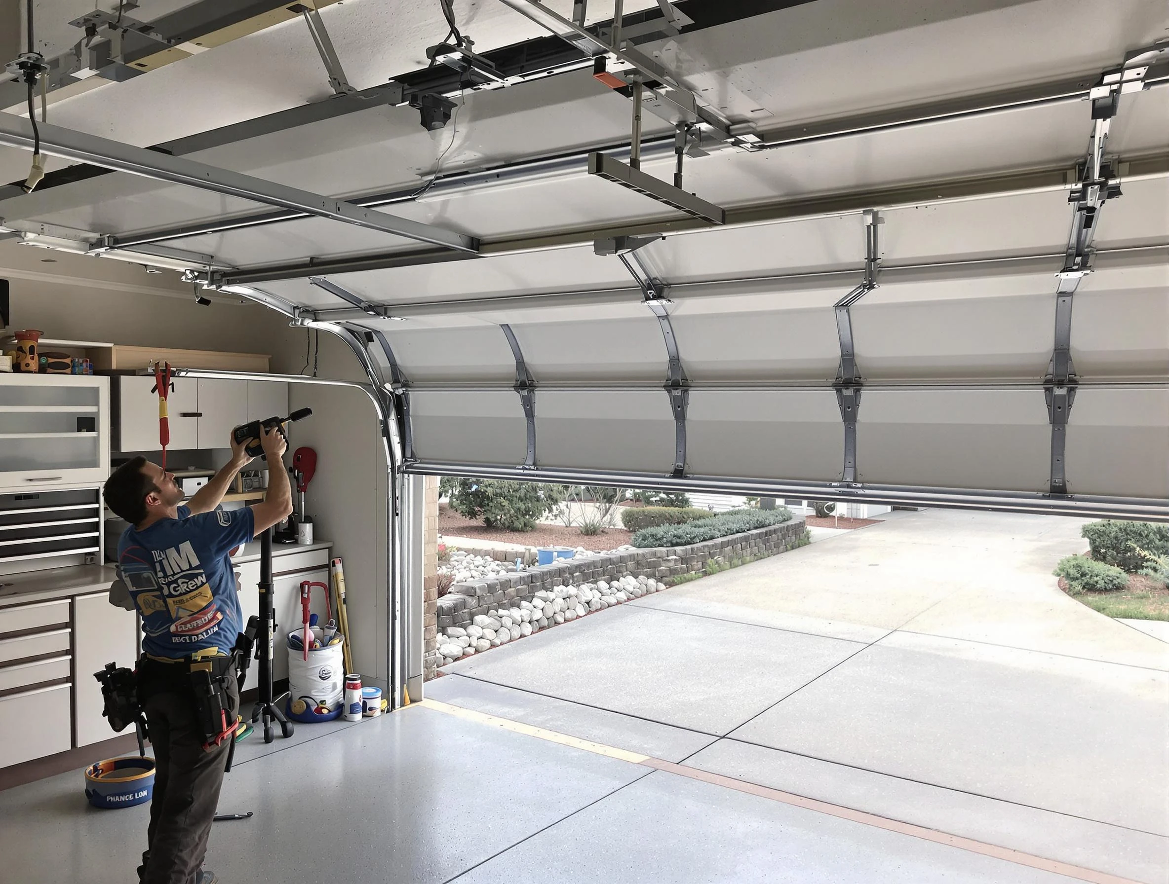 Garage door track repair service by Winchester Garage Door Repair in Winchester